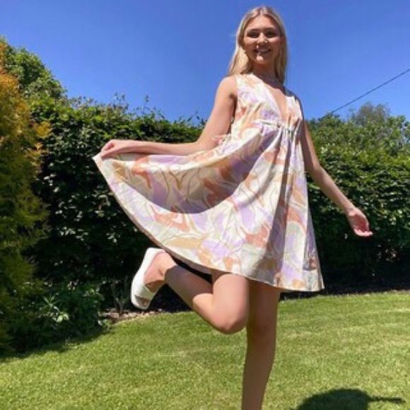 ASOS Dresses & Skirts - 🚨FINAL SALE🚨 ASOS Cream Colorful Abstract Poplin Mini Dress 14